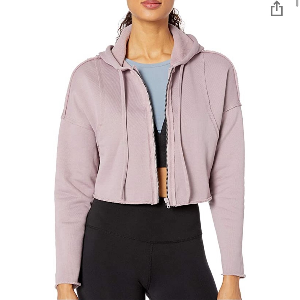 ALO Yoga Dusty Pink Cropped Zip Hoodie